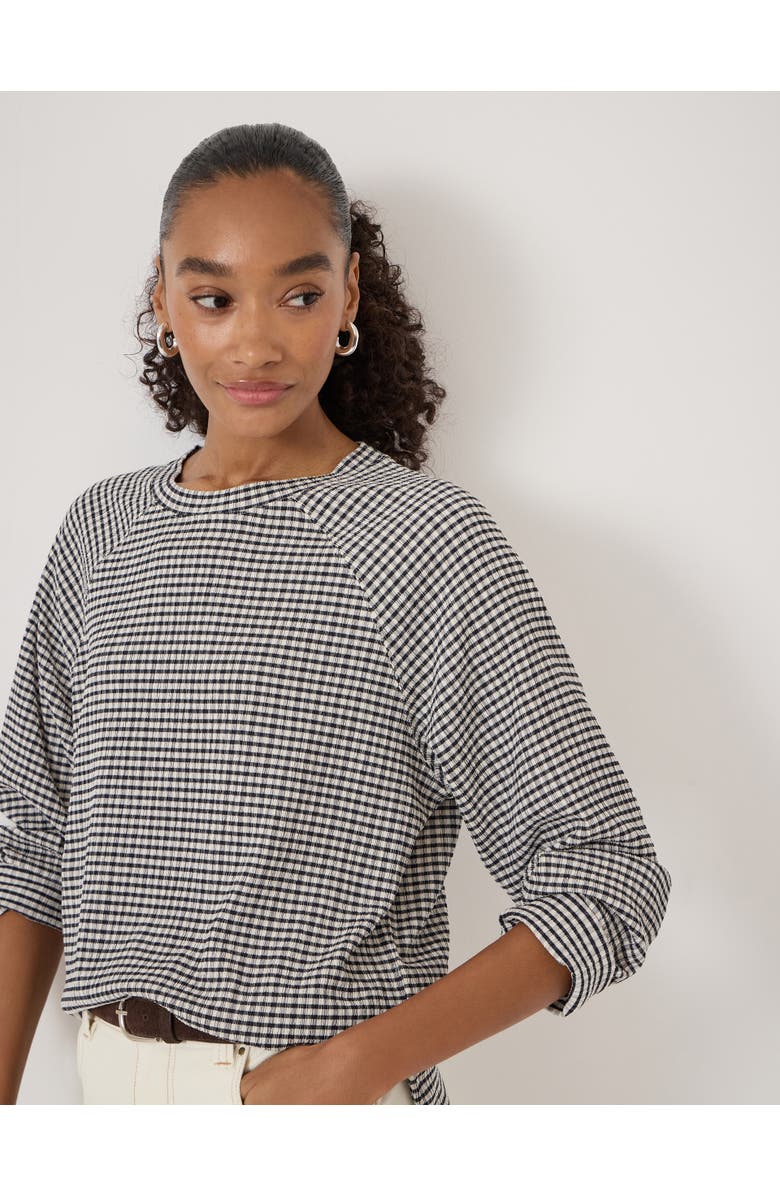 Hush Matilda Gingham Raglan Top, Alternate, color, Navy Blue