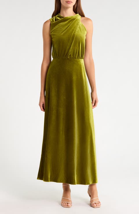 Eloise Twist Cowl Neck Velvet Maxi Dress