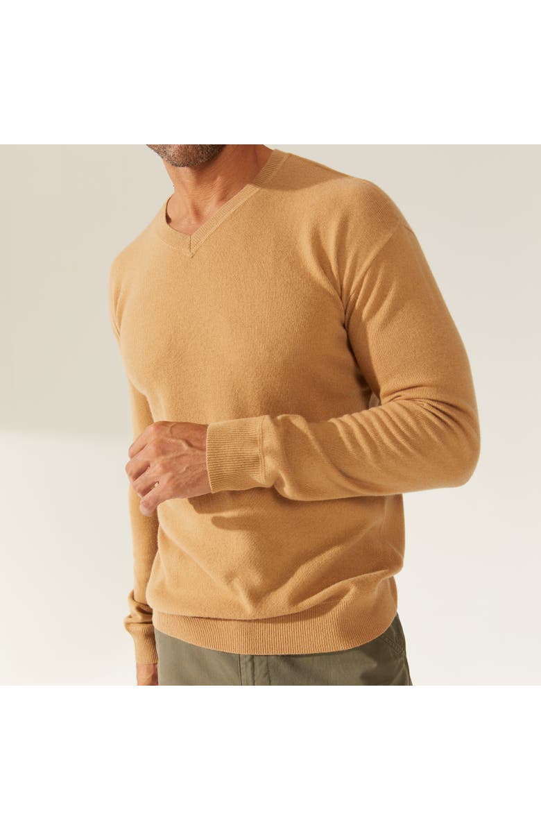 Italic Liam Cashmere V-Neck Sweater, Alternate, color, Camel