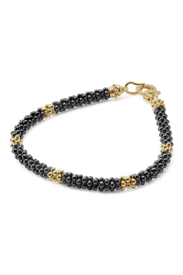 Gold & Black Caviar Beaded Station Bracelet, Alternate, color, GOLD