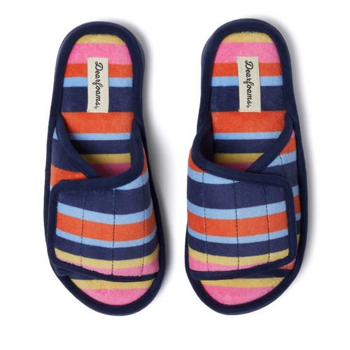 Shop Dearfoams Mickey Terry Adjustable Shower Slide Slipper In Multi