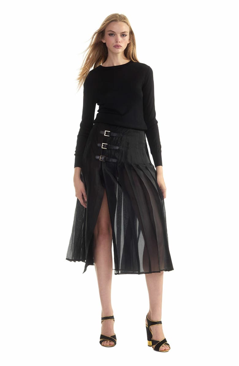 Cynthia Rowley Pleated Kilk Silk Organza Skirt, Alternate, color, 