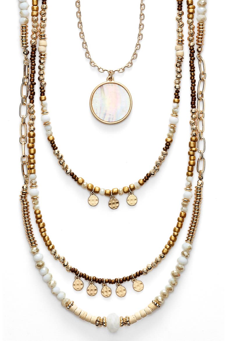 Multistrand Pendant Necklace, Alternate, color, WHITE
