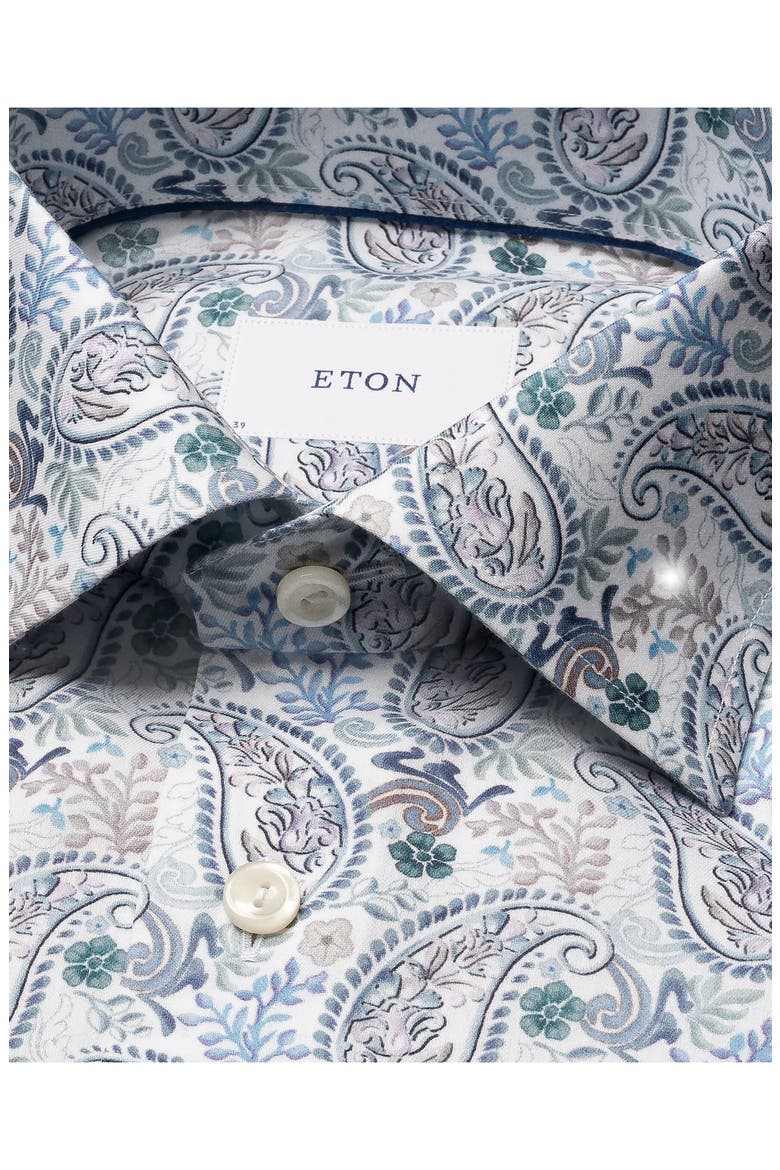 Slim Fit Paisley Cotton & Lyocell Dress Shirt, Alternate, color, MEDIUM BLUE