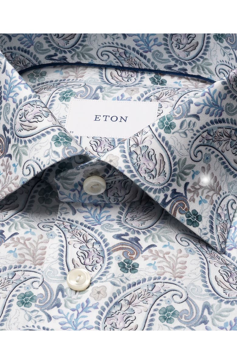 Eton Slim Fit Paisley Cotton & Lyocell Dress Shirt, Alternate, color, Medium Blue