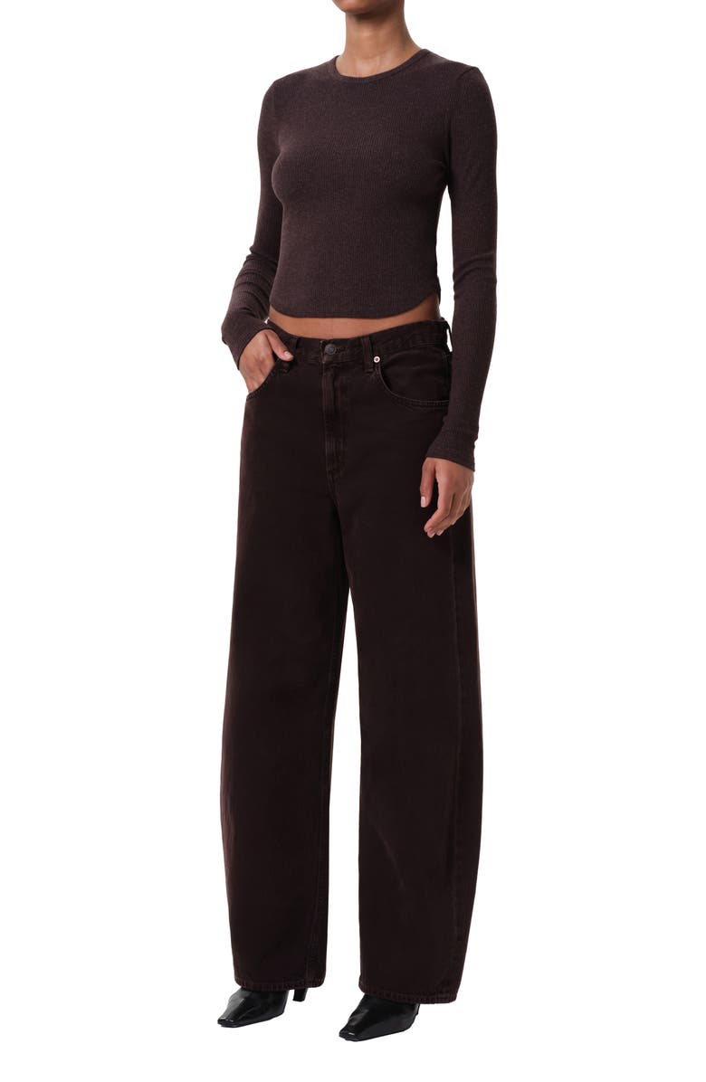 AGOLDE Neema Ribbed Long Sleeve T-Shirt, Alternate, color, Root Dark Burgandy