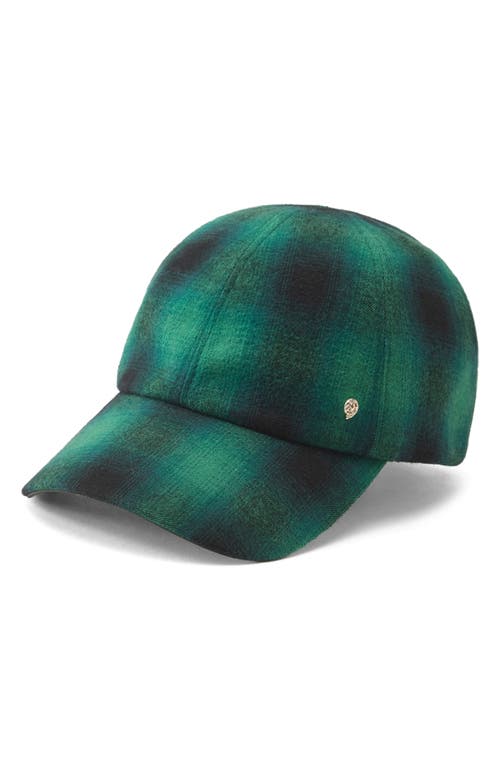 Helen Kaminski Capucine Plaid Cotton Flannel Adjustable Baseball Cap in Everglade 