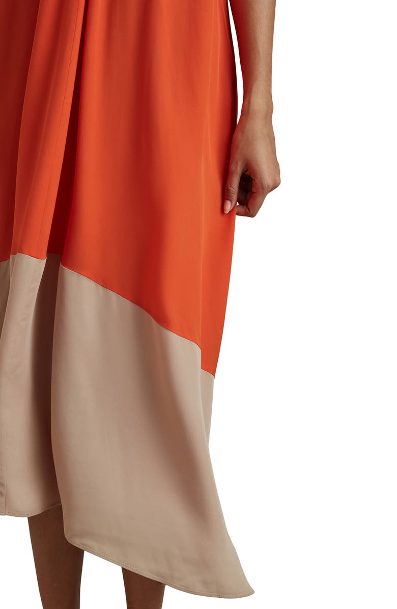 Reiss Elias Colorblock Midi Sundress, Alternate, color, Orange