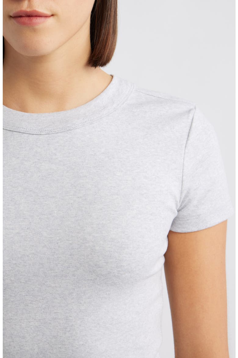 Crop Stretch Cotton T-Shirt, Alternate, color, LIGHT GREY MELANGE