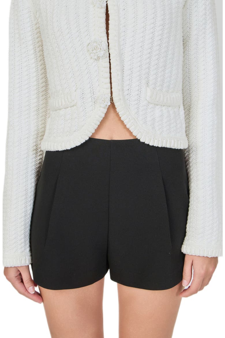 Pleated Low Rise Shorts, Alternate, color, BLACK