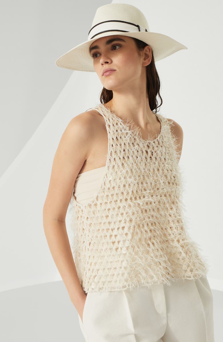 Brunello Cucinelli Dazzling Embroidery top, Alternate, color, 