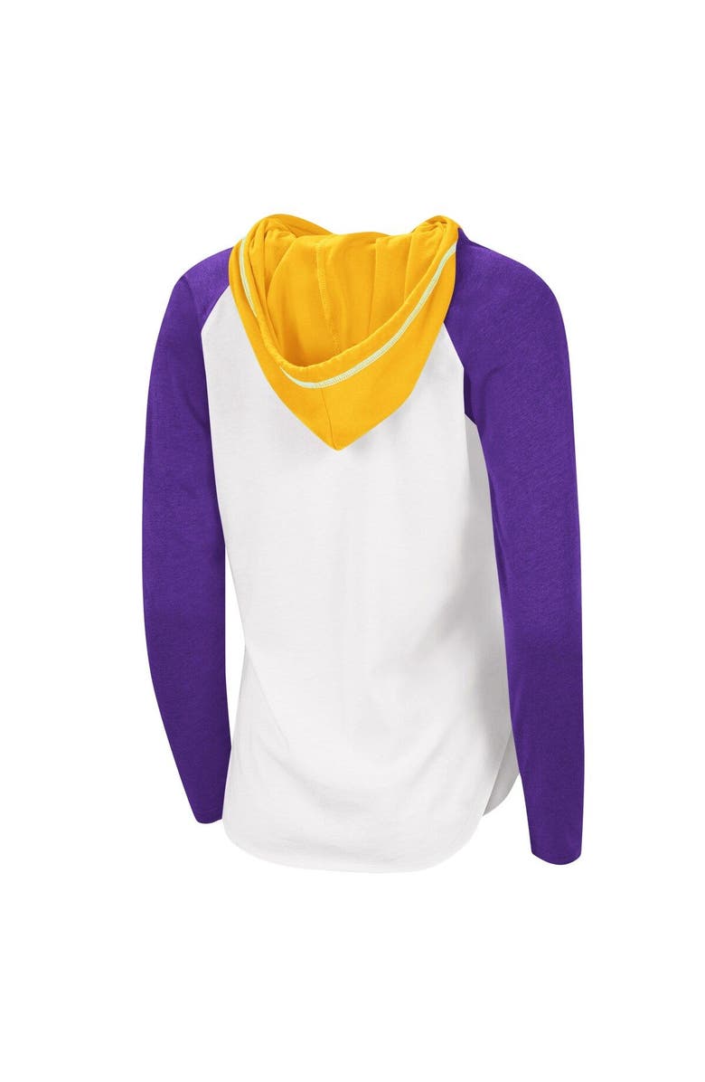 G-III 4HER BY CARL BANKS Women's G-III 4Her by Carl Banks White Los Angeles Lakers MVP Raglan Hoodie Long Sleeve T-Shirt, Alternate, color, White