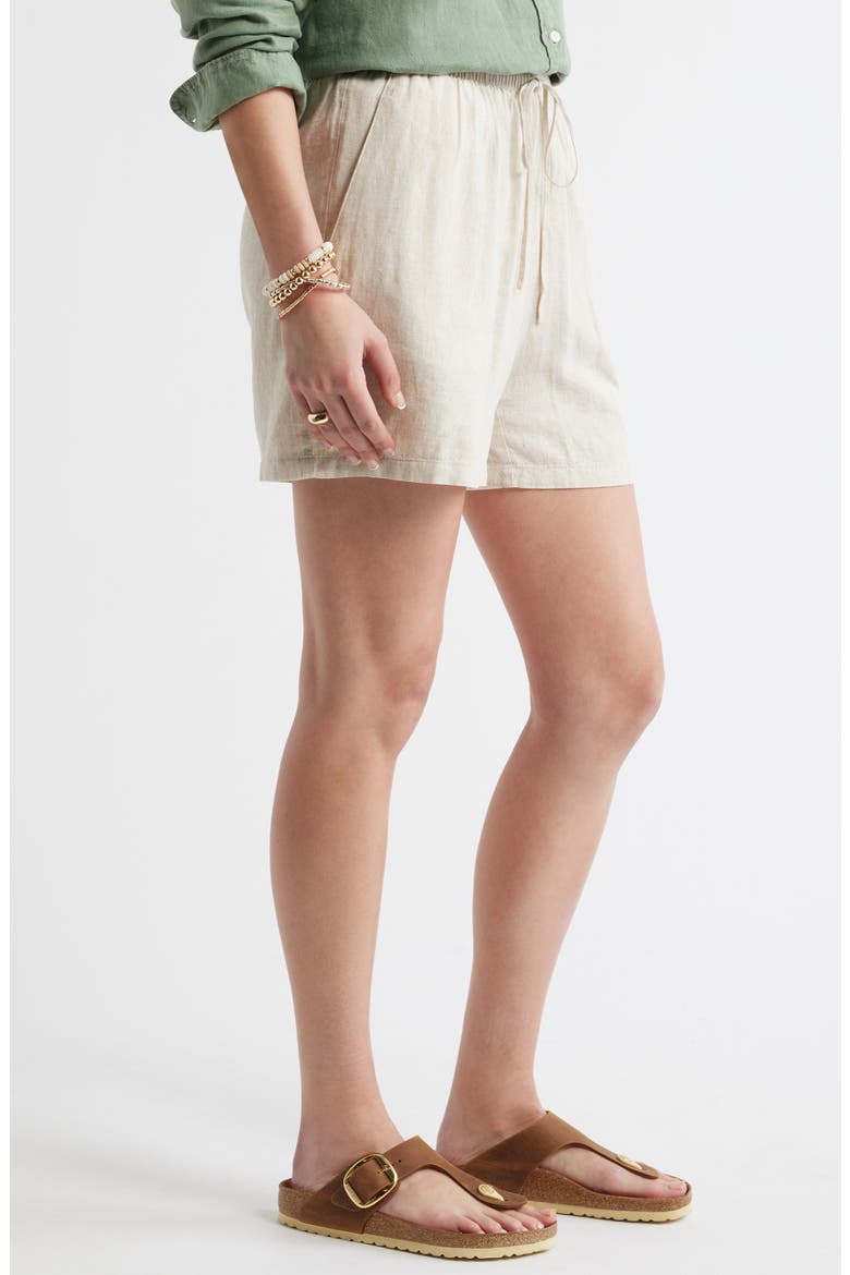 Easy Linen Blend Shorts, Alternate, color, FLAX