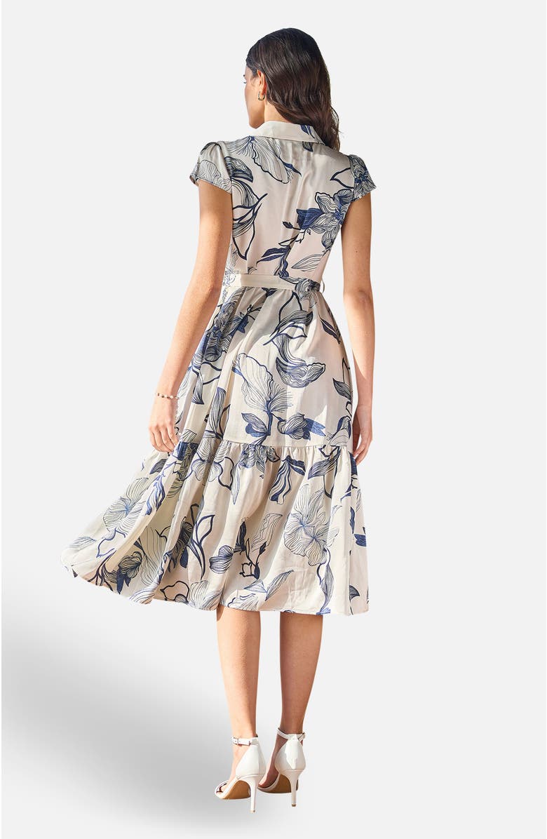 Yumi Abstract Floral Midi Shirt Dress, Alternate, color, Ivory