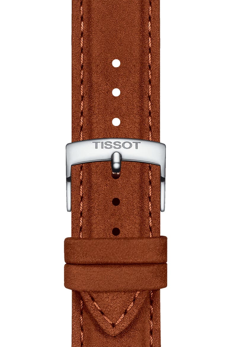 21mm Leather Watch Strap, Alternate, color, BROWN