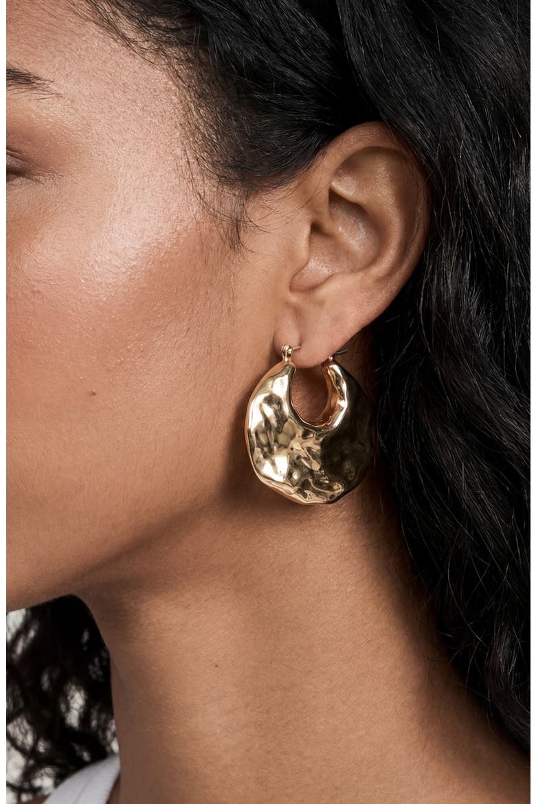 Hammered Hinge Hoop Earrings, Alternate, color, GOLD