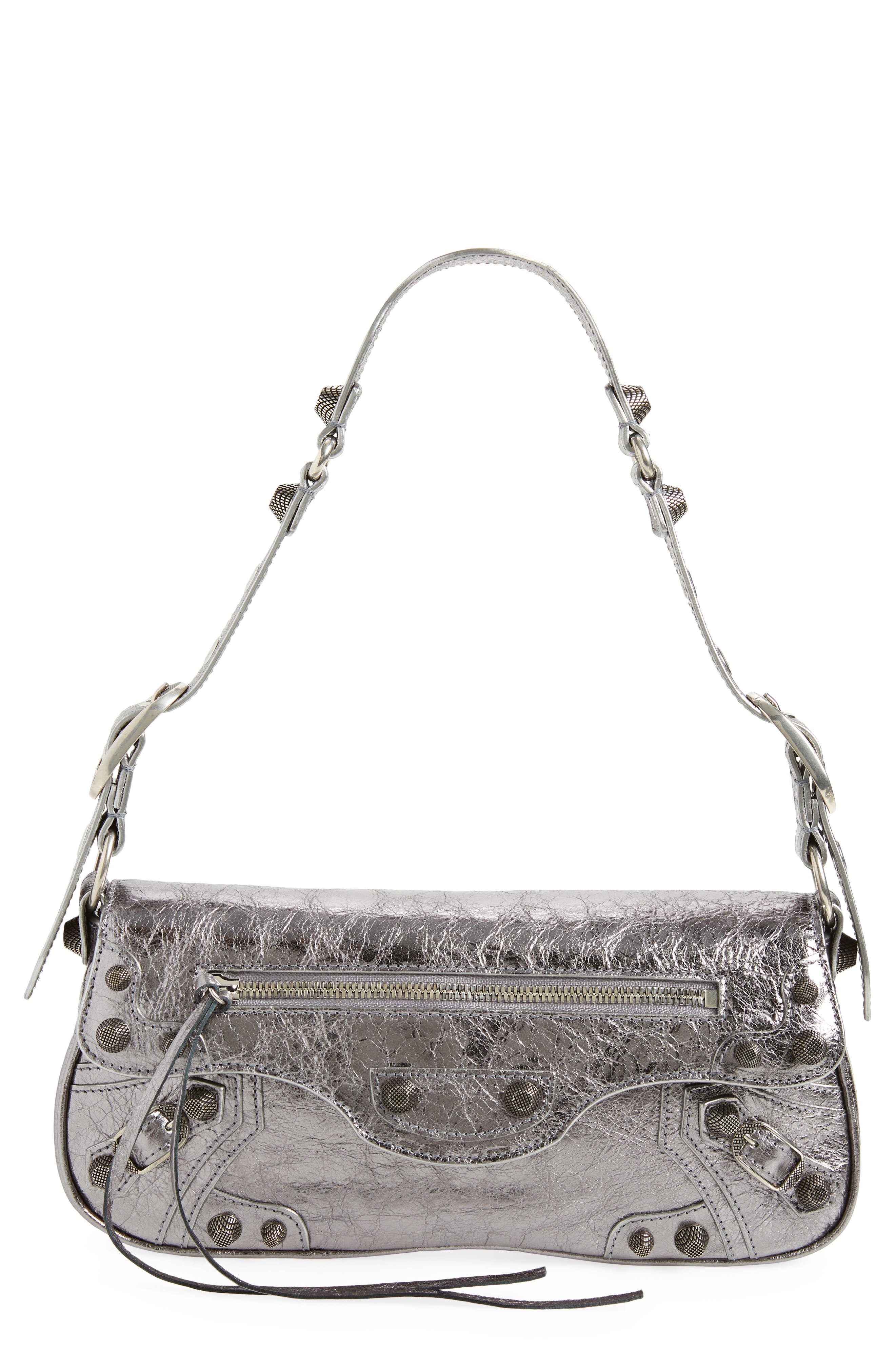 Small Le Cagole Metallic Leather Shoulder Bag, Main, color, SILVER