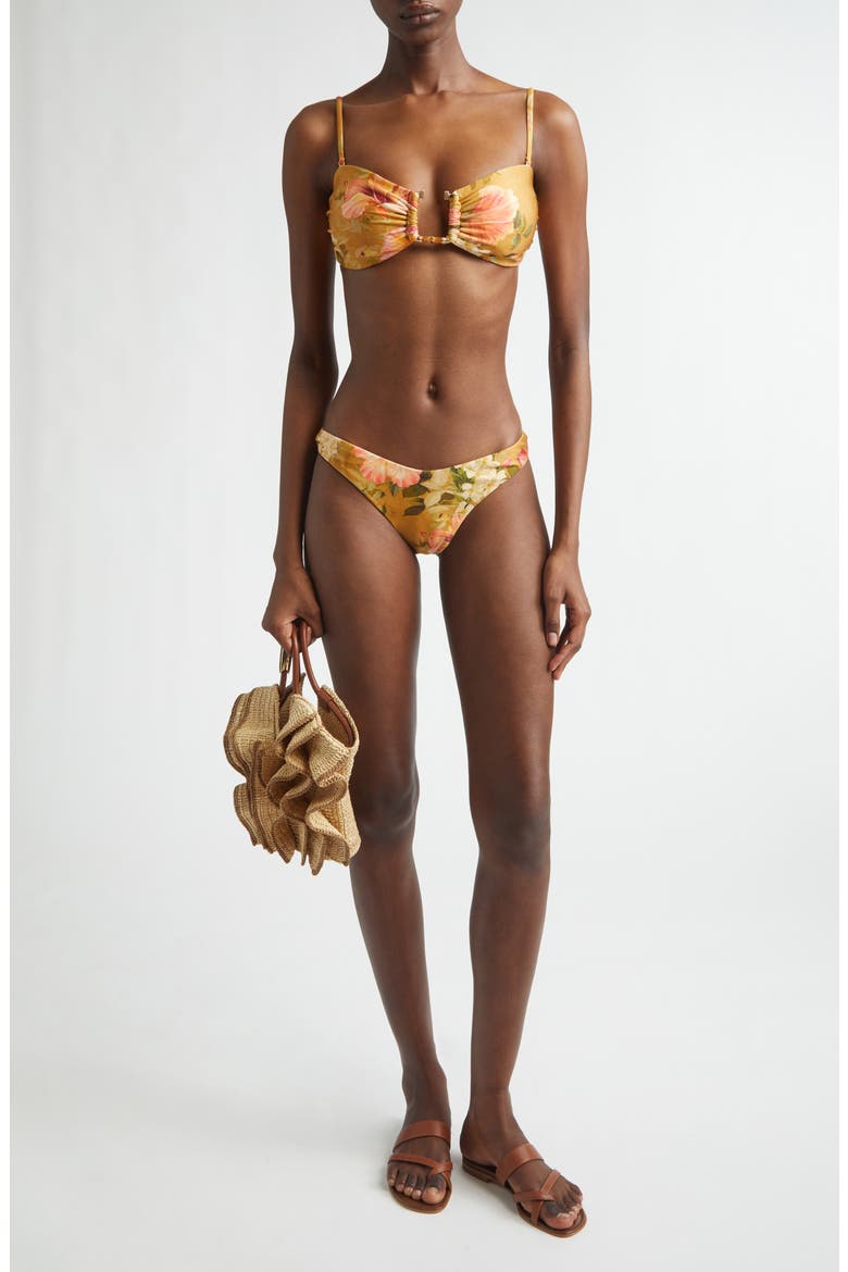 Mahon Bamboo Trim Two-Piece Swimsuit, Alternate, color, TAN HIBISCUS