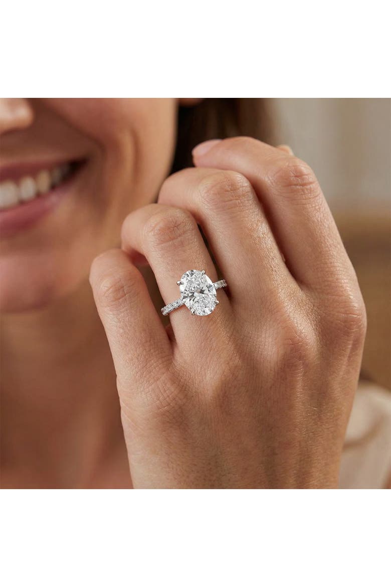 Certified 3 3/8Ct Oval Diamond Engagement Ring Hidden Halo Lab Grown Gold, Alternate, color, 14k White Gold