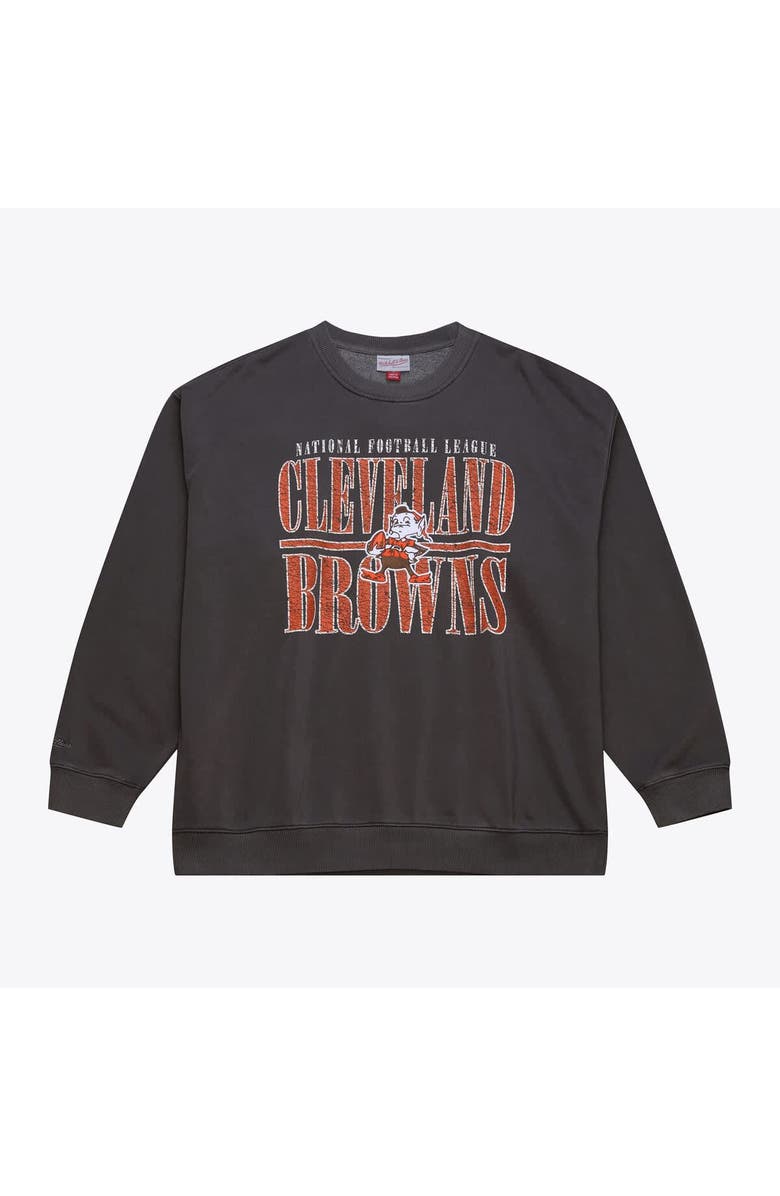 Mitchell & Ness Men's Mitchell & Ness Black Cleveland Browns Downtown Crew Vintage Logo Sweatshirt, Main, color, Black