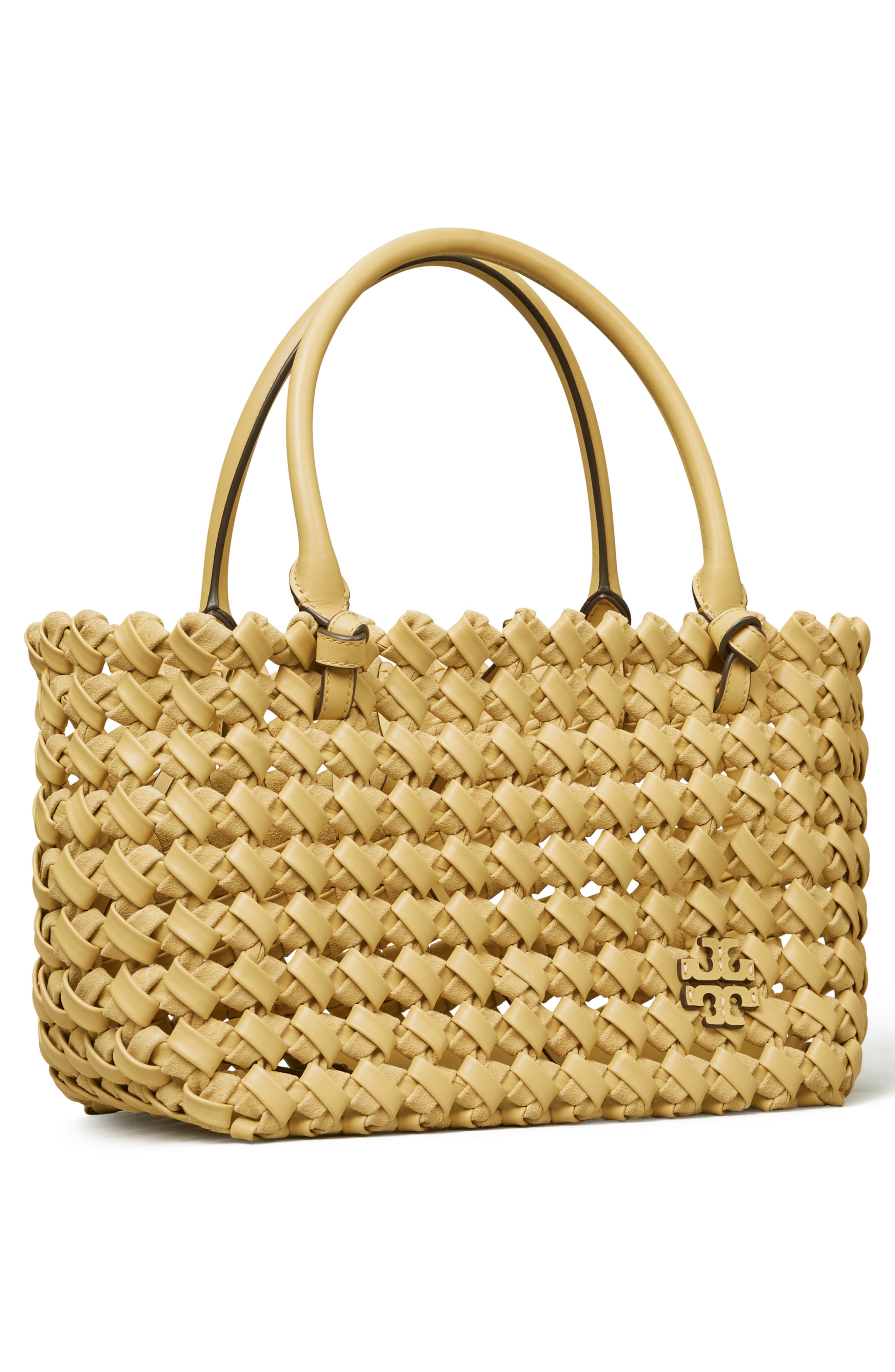 Tory Burch McGraw Woven Leather Satchel, Alternate, color, 