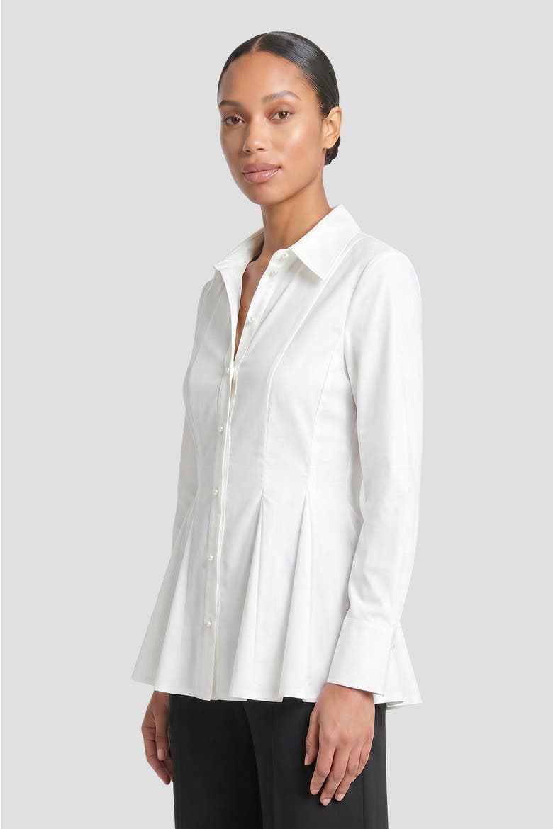 x Anna Marie Peplum Stretch Cotton Blouse, Alternate, color, White