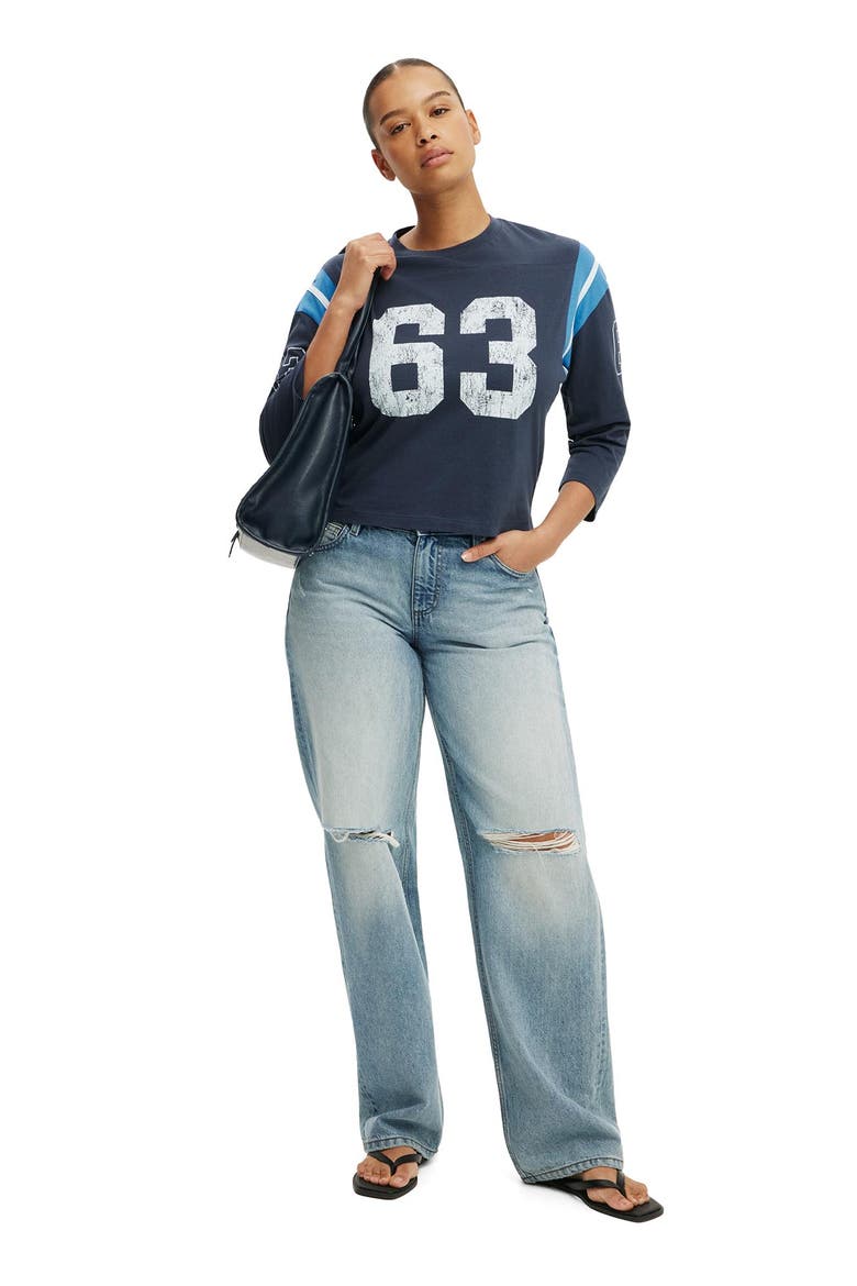 Women's 3/4 Sleeve Graphic Tee, Alternate, color, 63  Collegiate Navy