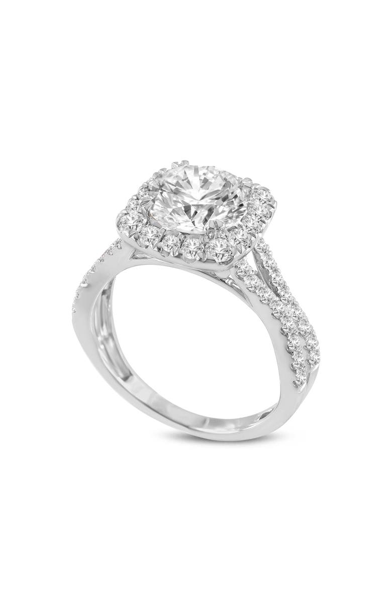 LuvMyJewelry Etoile 14K White Gold Round Cut Lab Grown Diamond Halo Engagement Ring - 2.9 Ct, Main, color, 14K White Gold