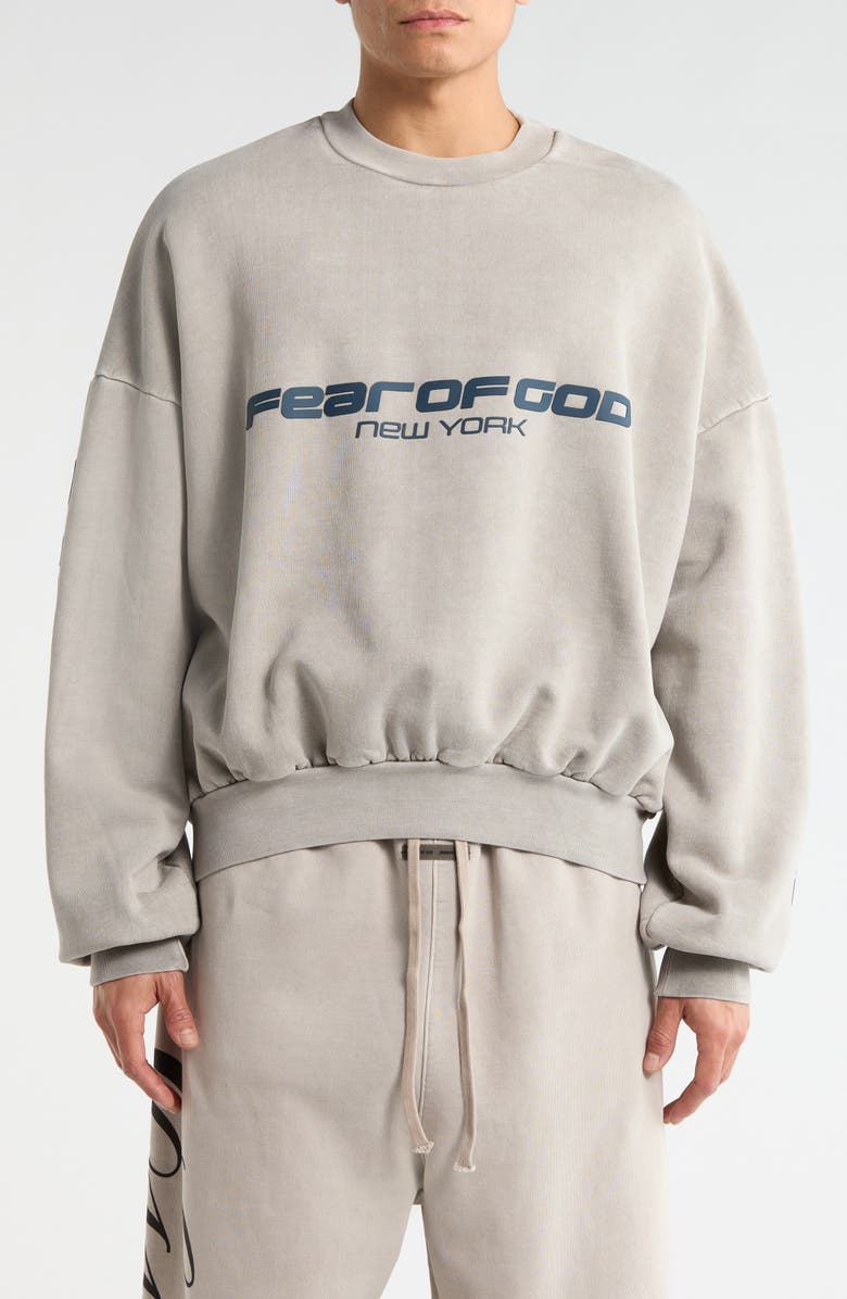Fear of God Essentials Logo Graphic Print Relaxed Sweatshirt, Main, color, Smoke Grey