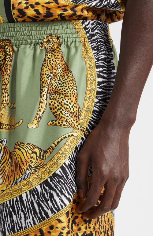 Versace Straight-leg Printed Silk-twill Shorts In Multi