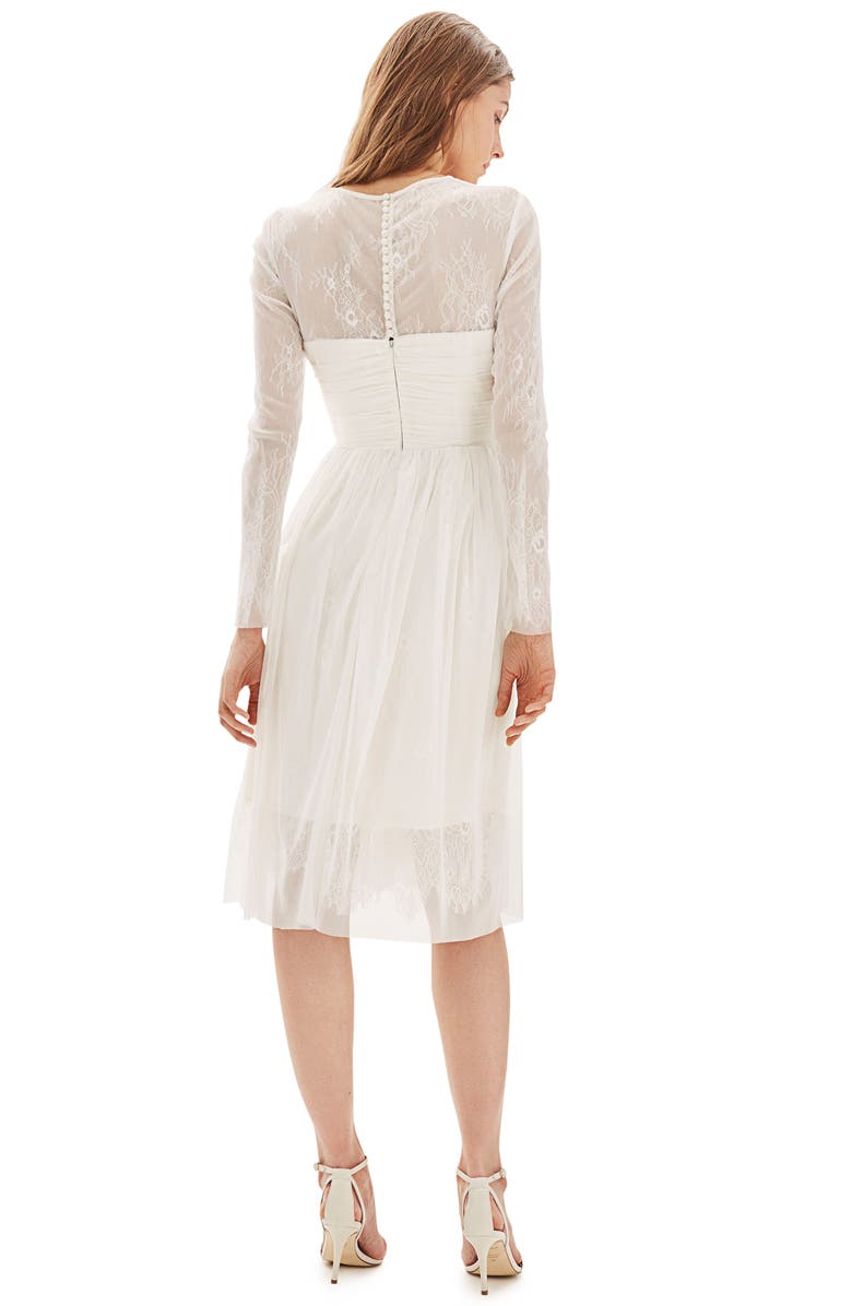 Topshop Bride Tulle & Chantilly Lace Midi Dress, Alternate, color, 