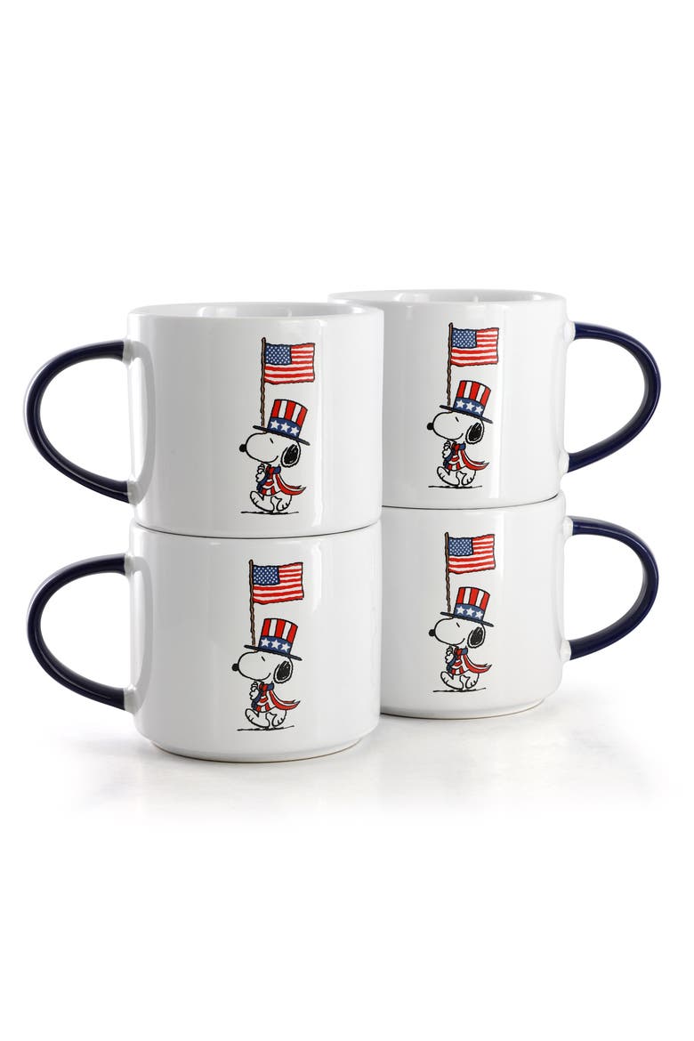 4 Piece 15 Ounce Stoneware Mug Set, Alternate, color, White