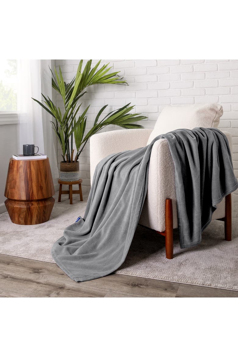 Lightweight Polar Fleece Blanket, Alternate, color, Grey