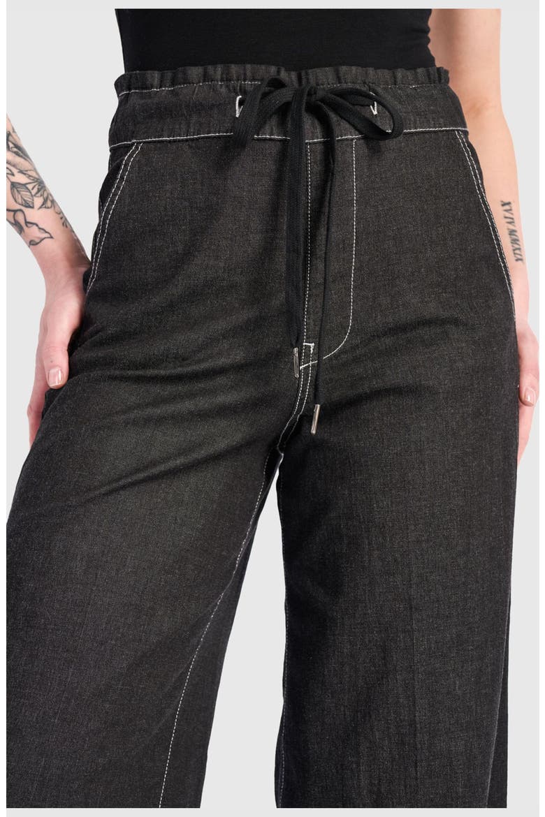 Washed Wide Leg Stretch Jeans, Alternate, color, Jet Denim
