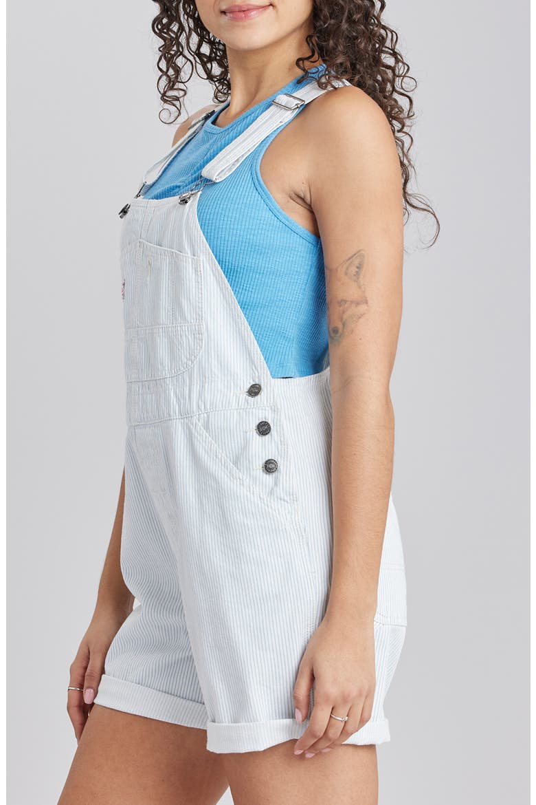 Mario Stripe Denim Shortalls, Alternate, color, LIGHT BLUE