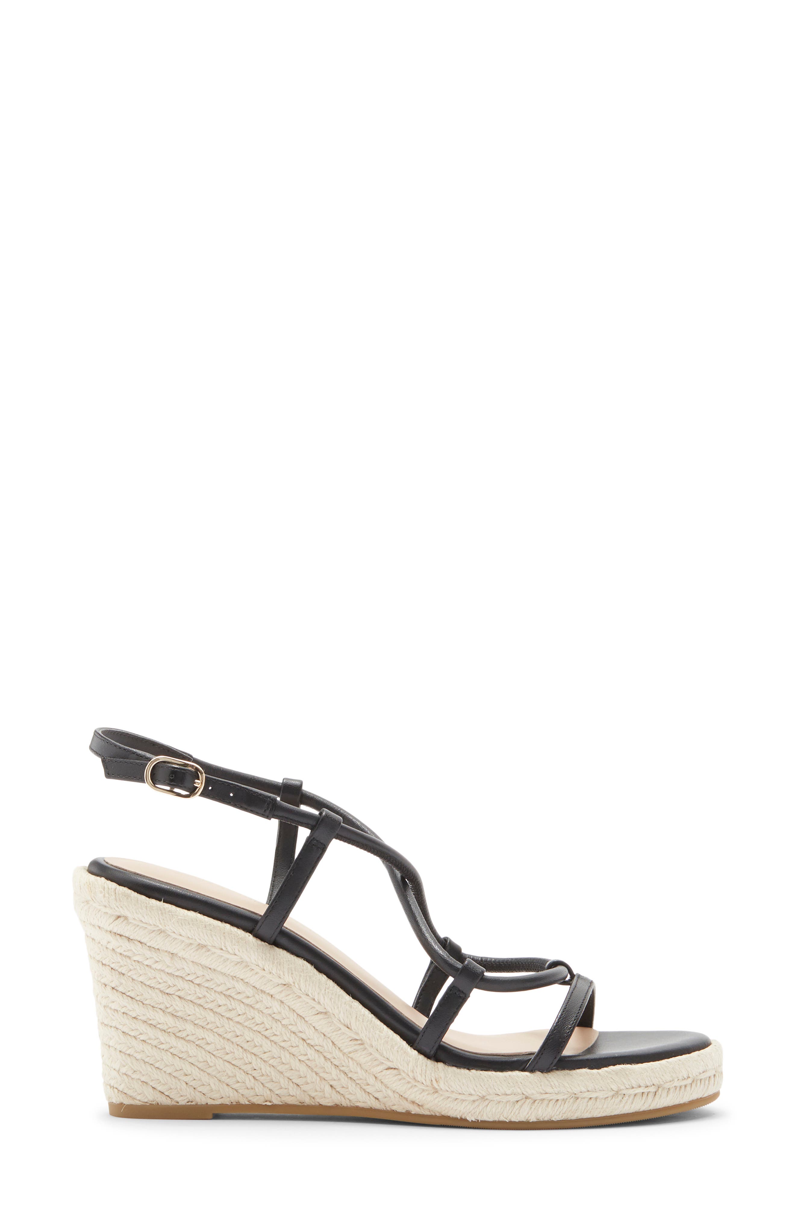 Stuart Weitzman Nilla Espadrille Platform Wedge Sandal, Alternate, color, Black