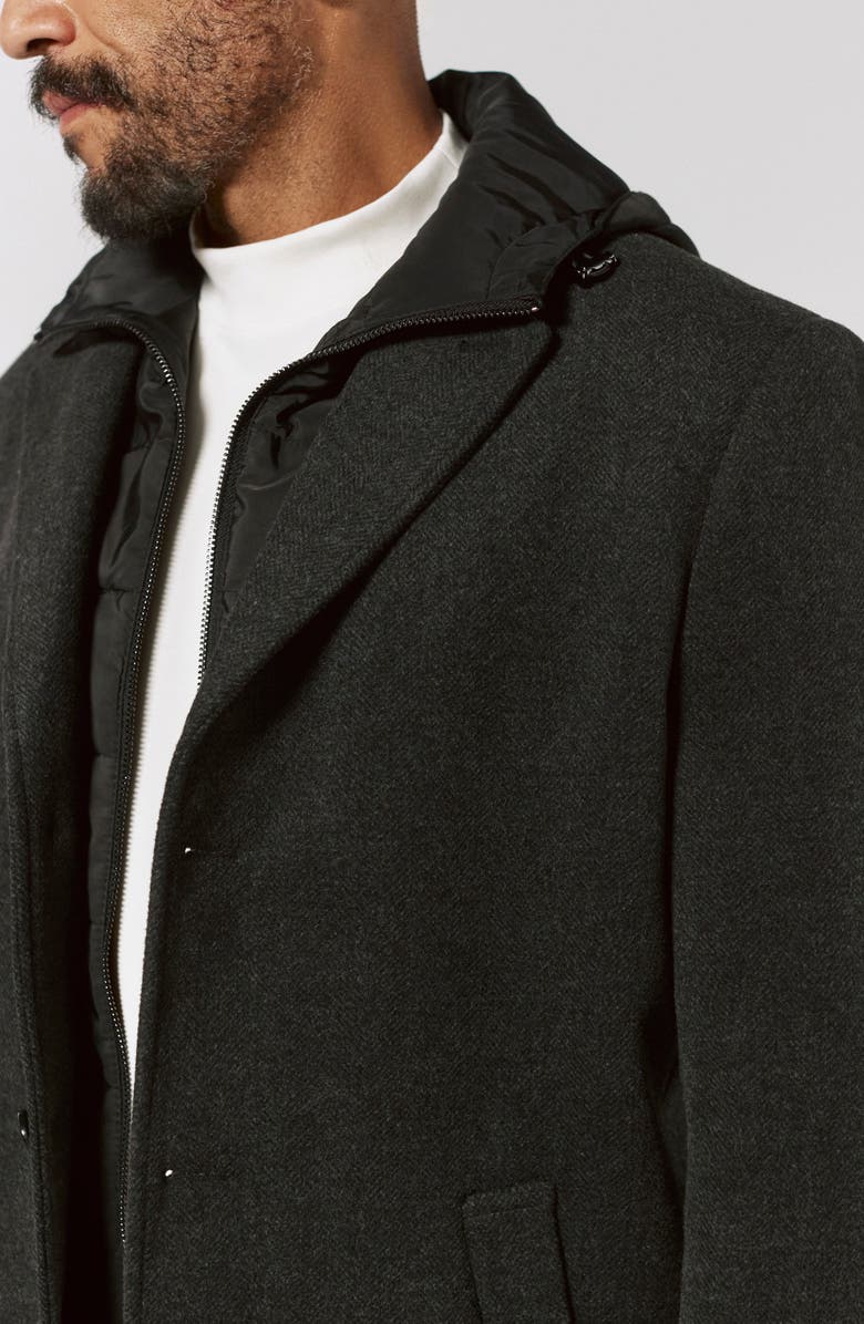 7 Diamonds Midtown Felted Overcoat with Removable Hooded Puffer Bib, Alternate, color, Charcoal