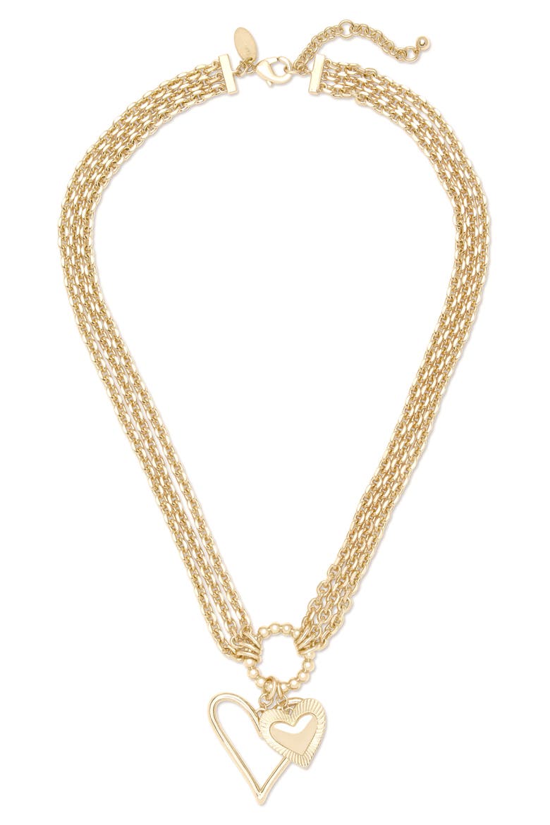 Love Charm Multichain Pendant Necklace, Main, color, GOLD