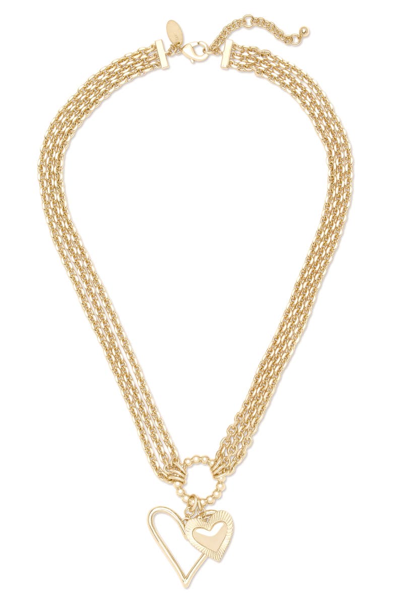 Ramy Brook Love Charm Multichain Pendant Necklace, Main, color, Gold