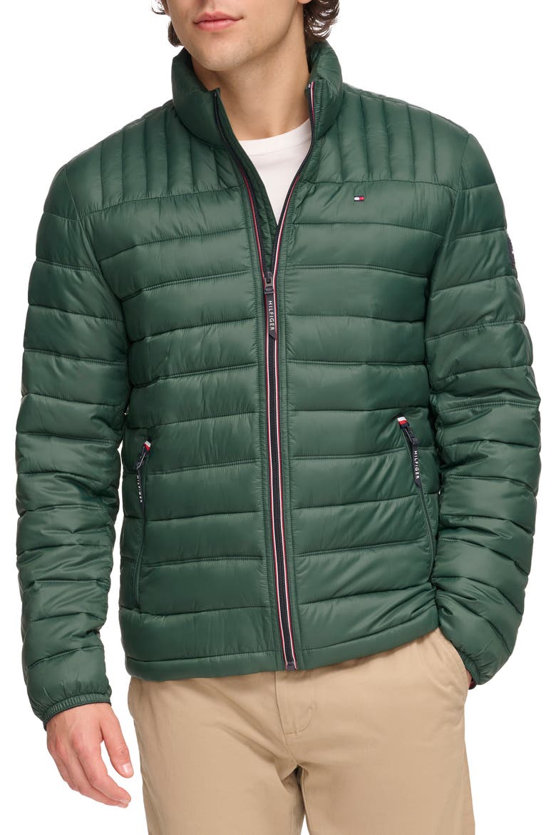 Packable Faux Down Puffer Jacket, Main, color, PINE