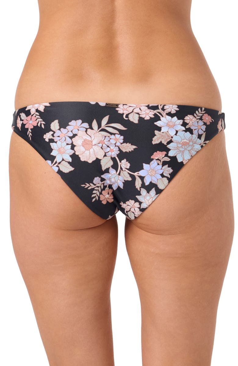 O'Neill Bali Floral Rockley Bikini Bottoms, Alternate, color, Black