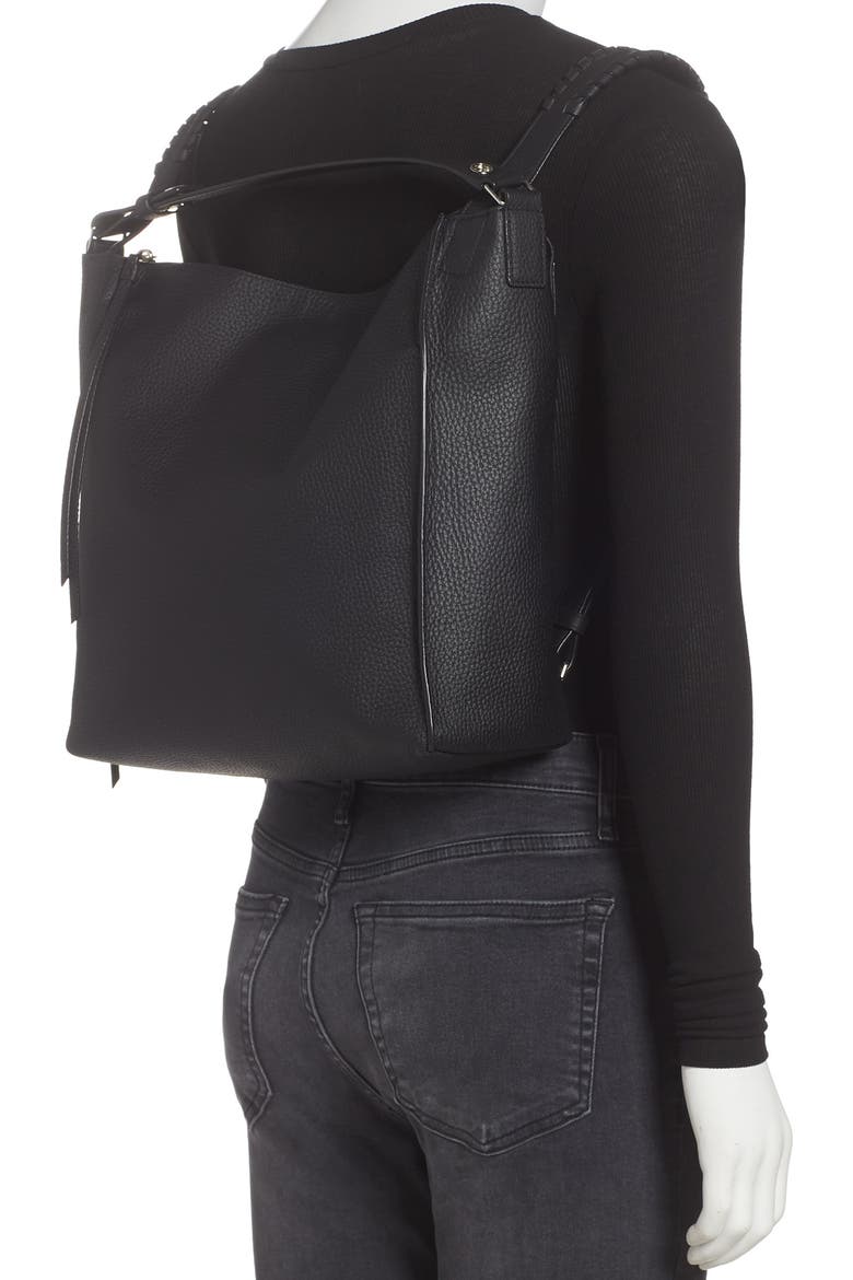 allsaints clip leather backpack Men's Carabiner Black One Size Use the grab handles and carry it as a tote AllSaints Small Kita Convertible Leather