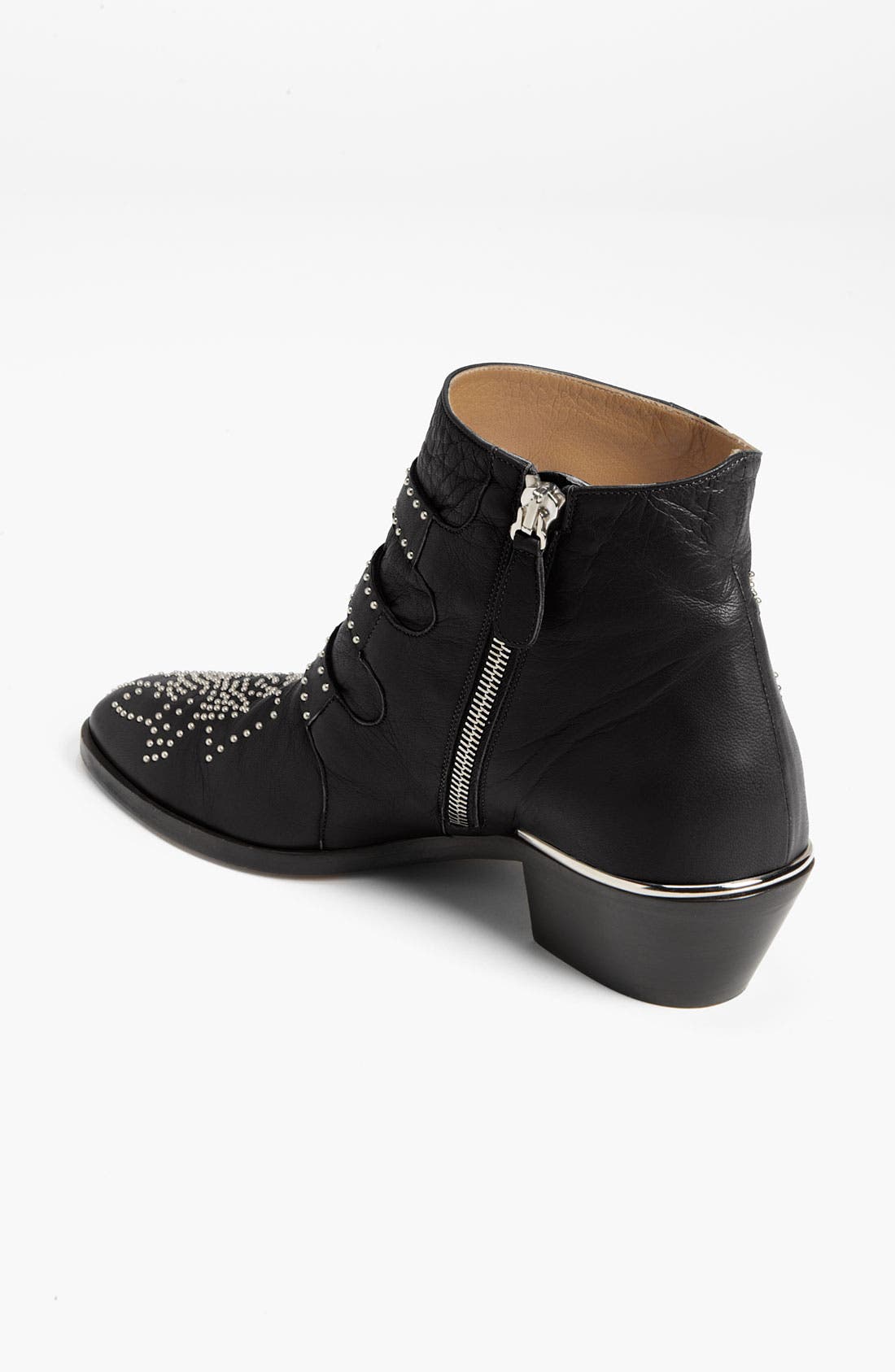 'Suzanna' Stud Buckle Bootie, Alternate, color, BLACK
