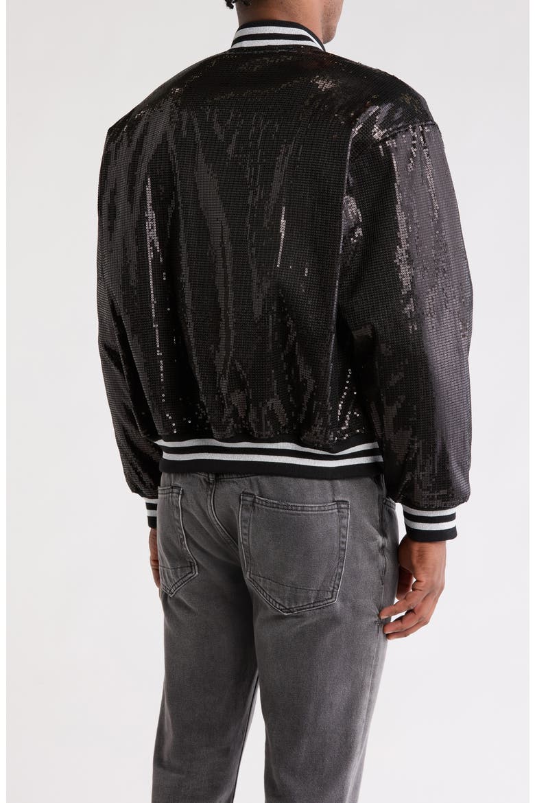 Sequin Baseball Jacket, Alternate, color, BLACK