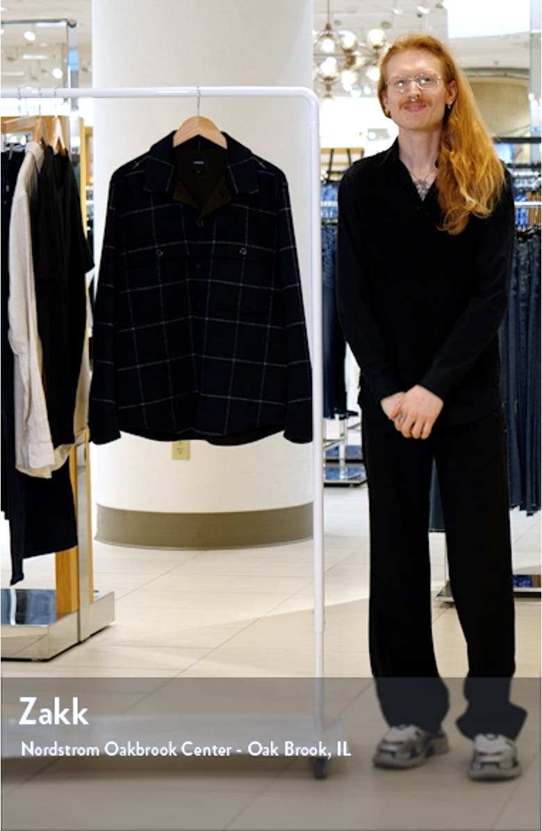 Windowpane Plaid Wool Blend Shirt Jacket, sales video thumbnail