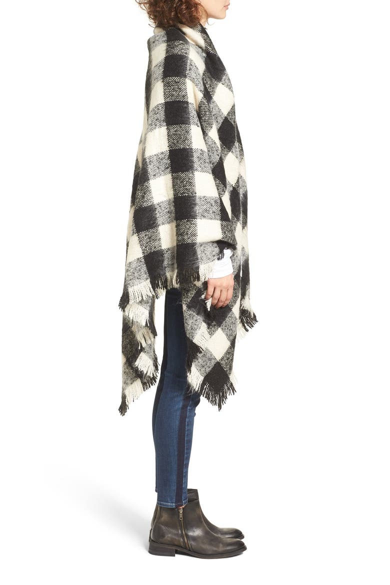 Treasure&Bond Buffalo Check Blanket Wrap, Alternate, color, BLACK COMBO