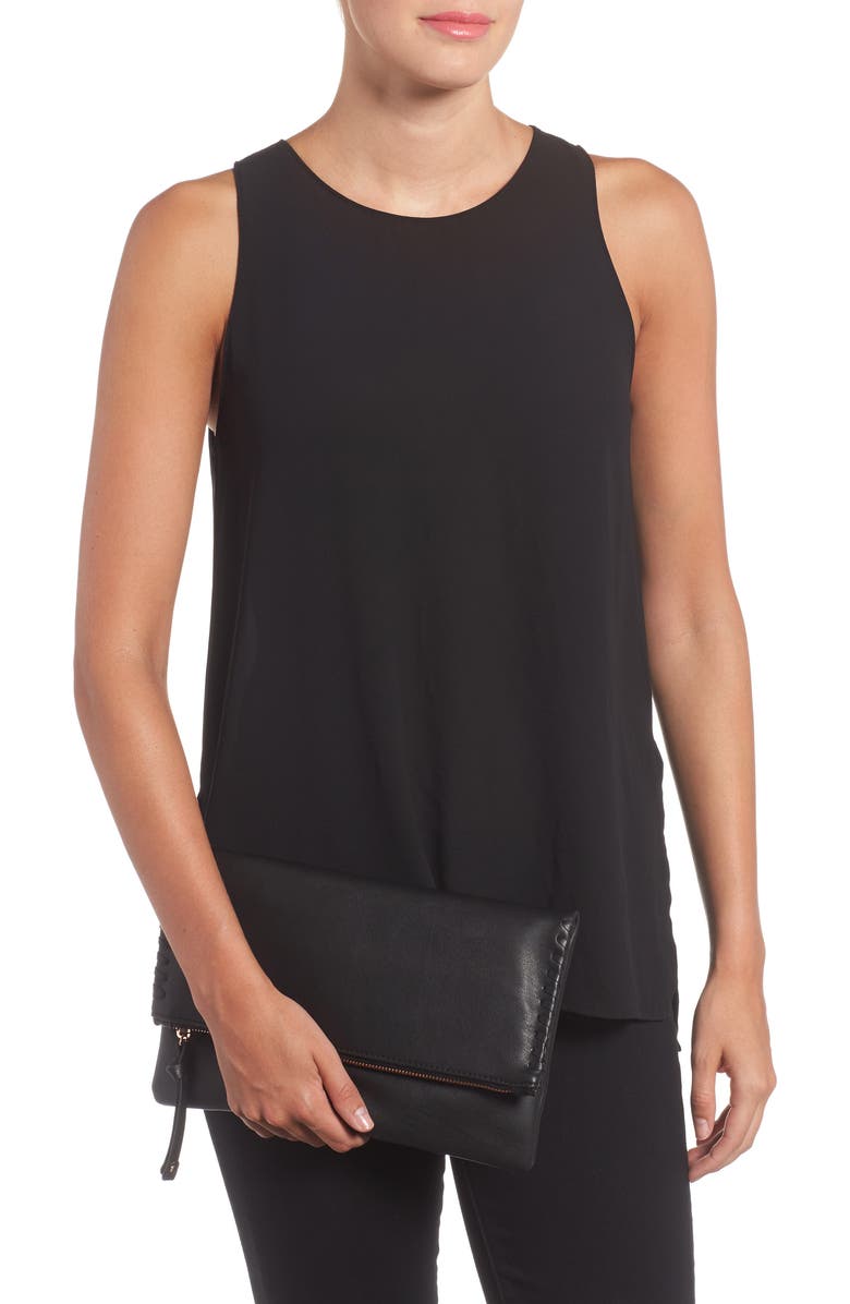 Sole Society Rifkie Faux Leather Foldover Clutch, Alternate, color,