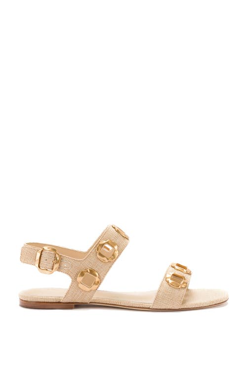 Larroude Milan Raffia Flat Slingback Sandals