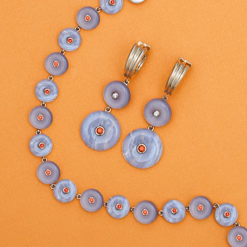 Campbell + Charlotte Evolve Stone Inlay Chandelier Earring In Multi