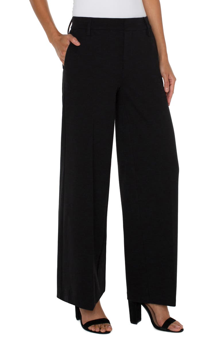 Kelsey Wide Leg Knit Trousers, Alternate, color, BLACK